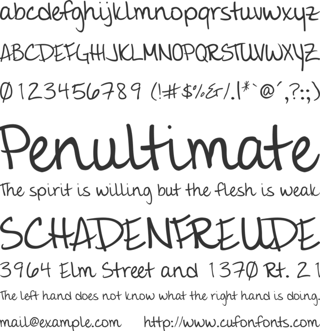 Giddehand font preview