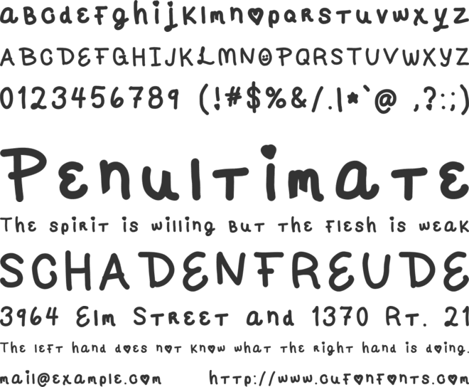 Sweetie Love font preview