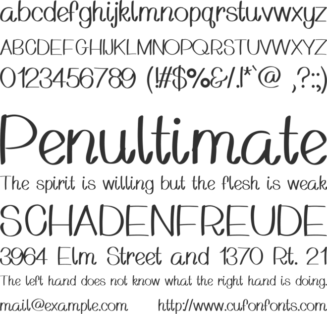 Mulberry font preview