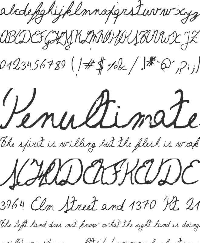 The Left-Handed Cursiva font preview