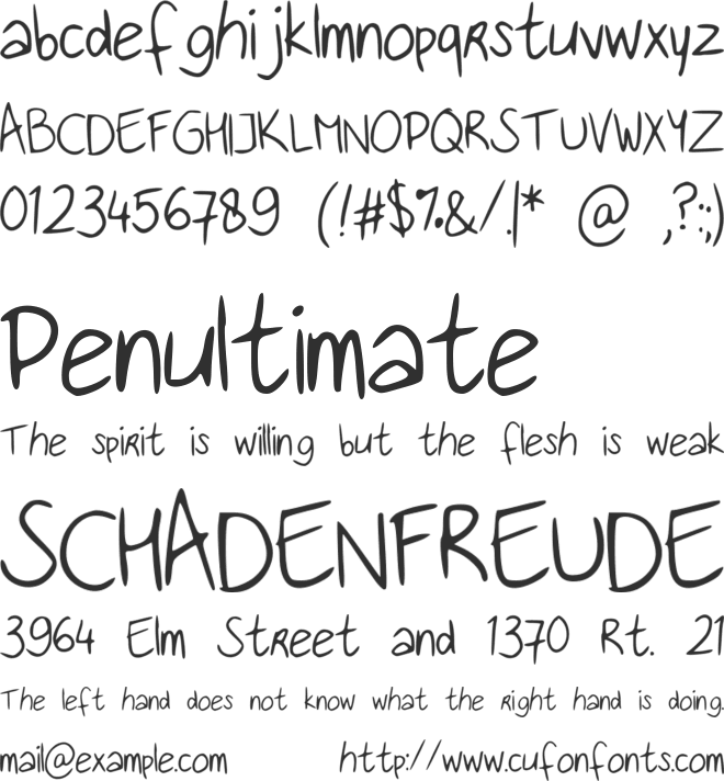 Handwritingfont font preview