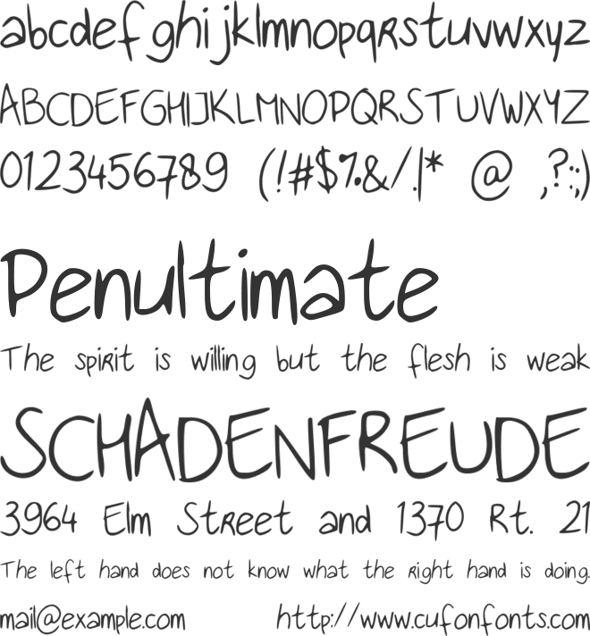Handwritingfont font preview
