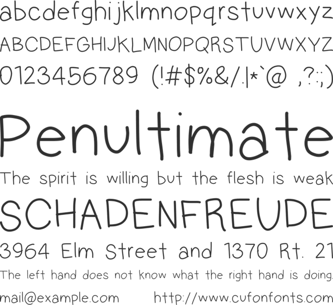 Multilingual Hand font preview