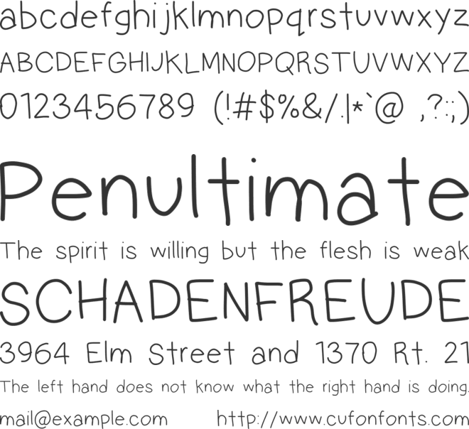 Multilingual Hand font preview