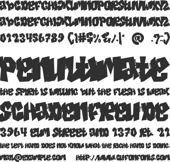 Spiky Frog Graffiti font preview
