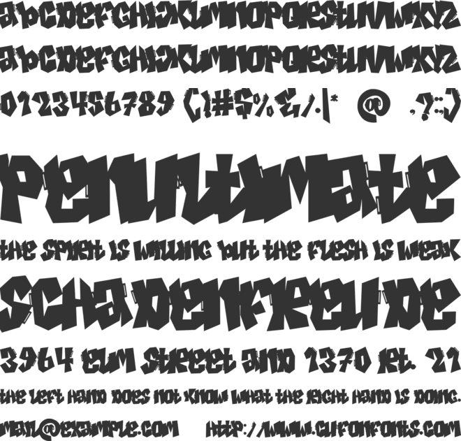 Spiky Frog Graffiti font preview