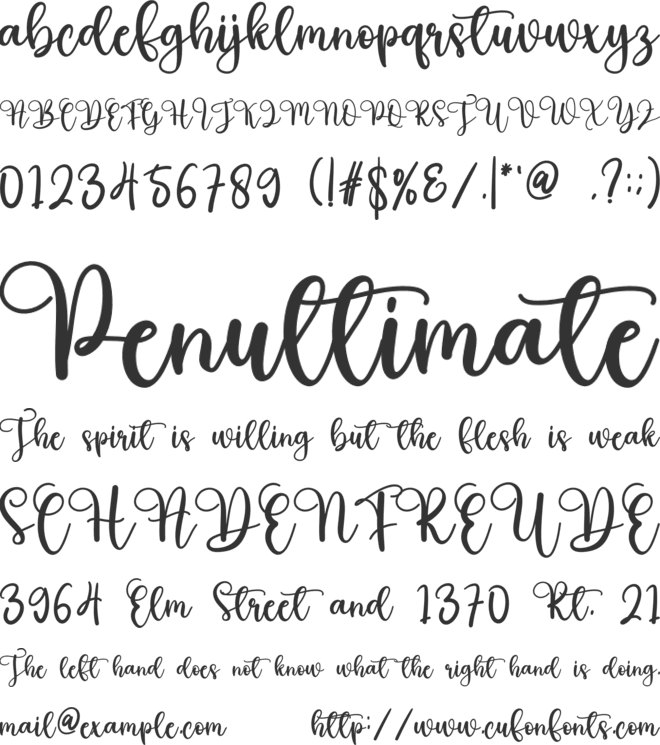 Greeting font preview
