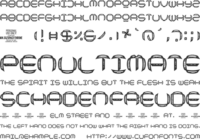 Space Throne PERSONAL USE ONLY font preview