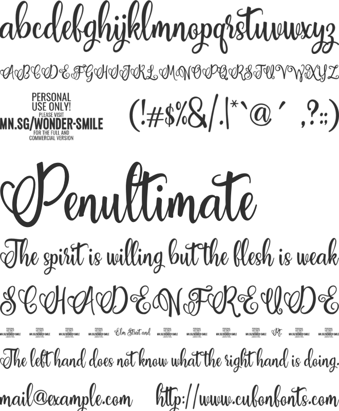 Wonder Smile  PERSONAL USE font preview