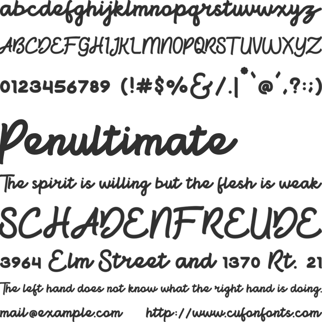 Bright beauty font preview