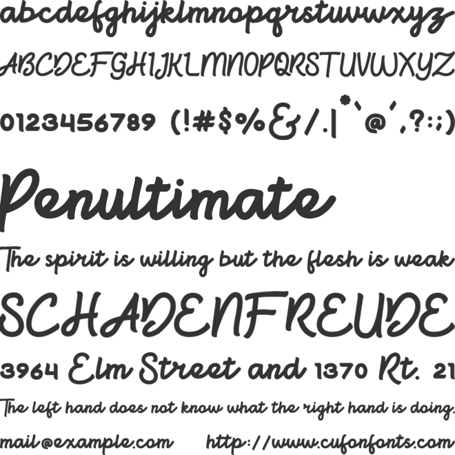 Bright beauty font preview