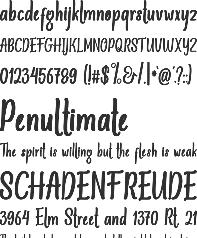 Scattered font preview