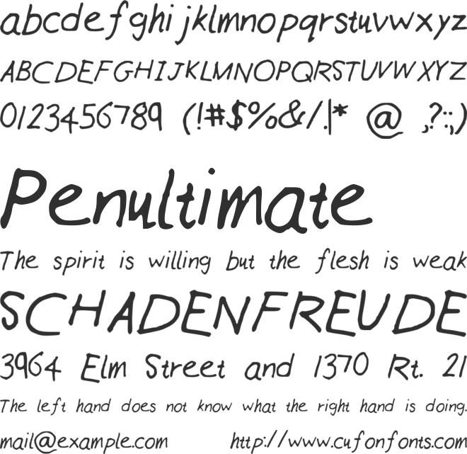 WilliamsHandNeat font preview