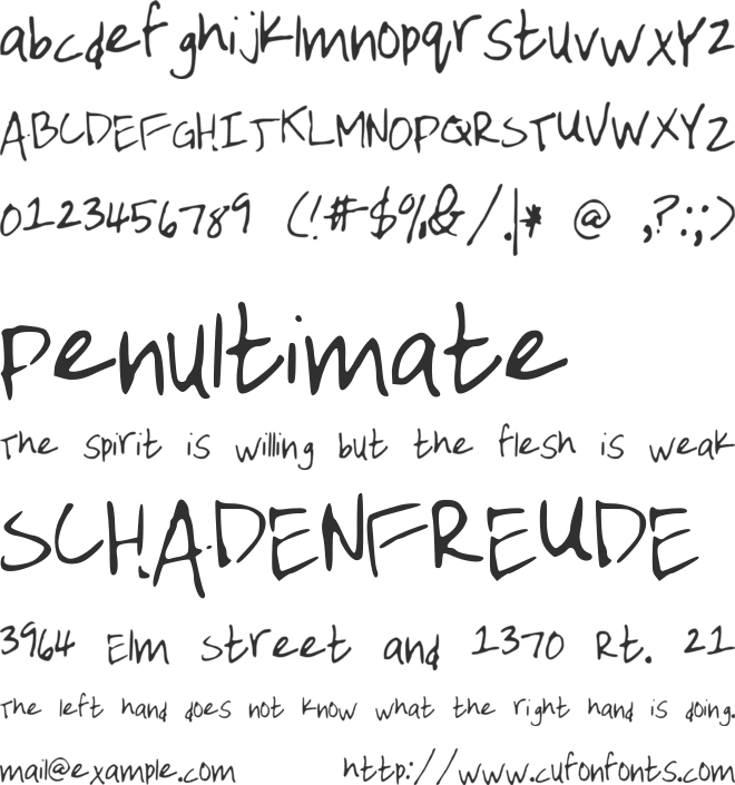 EmileeHandwriting font preview