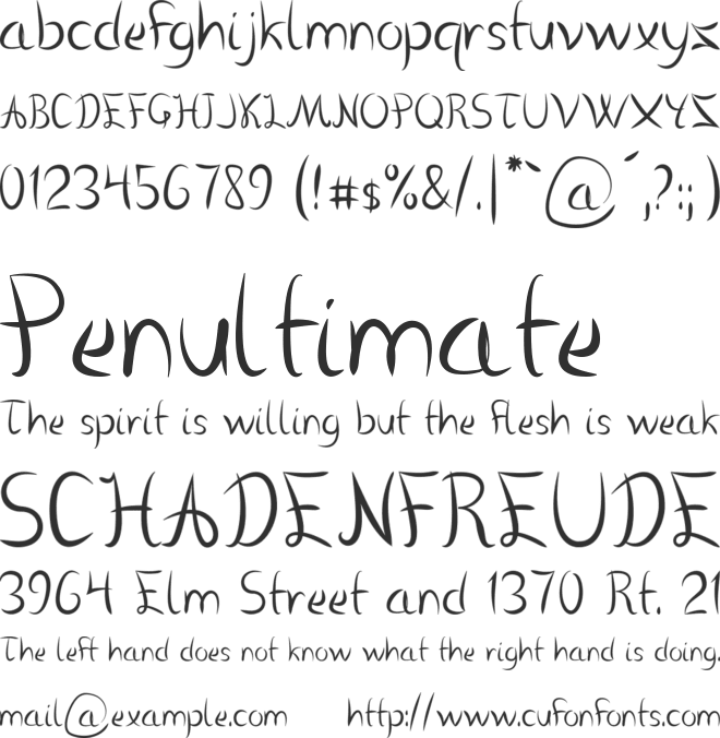 Vanlose Handwritten font preview
