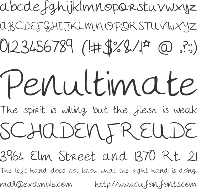 MegsHand font preview