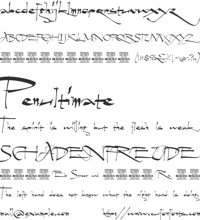Geza Script PERSONAL USE ONLY font preview