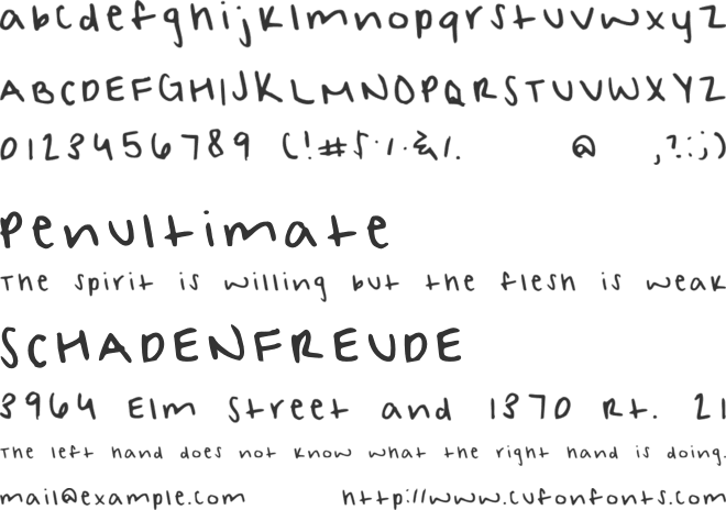 girl next door font preview