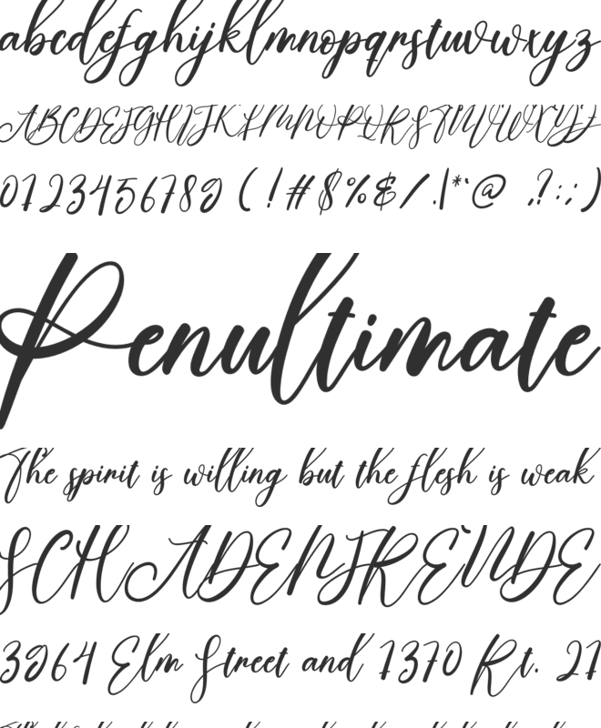 Calligraphy Brillian font preview