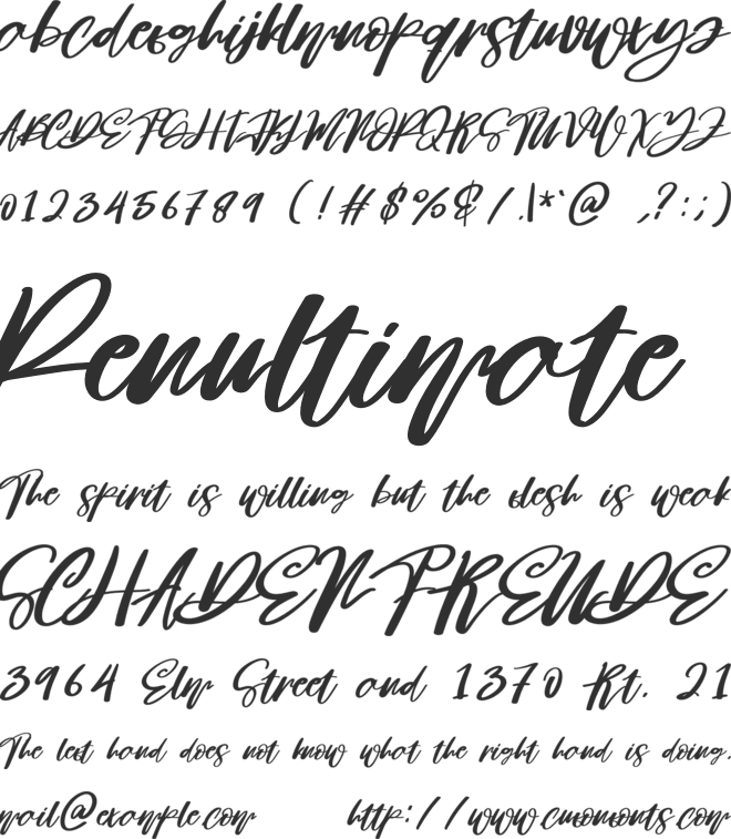 Pennature font preview