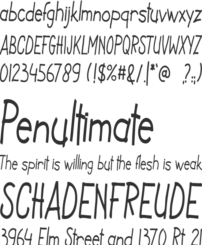 Kids Note font preview