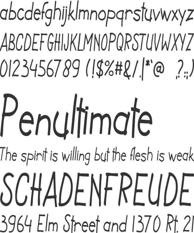 Kids Note font preview