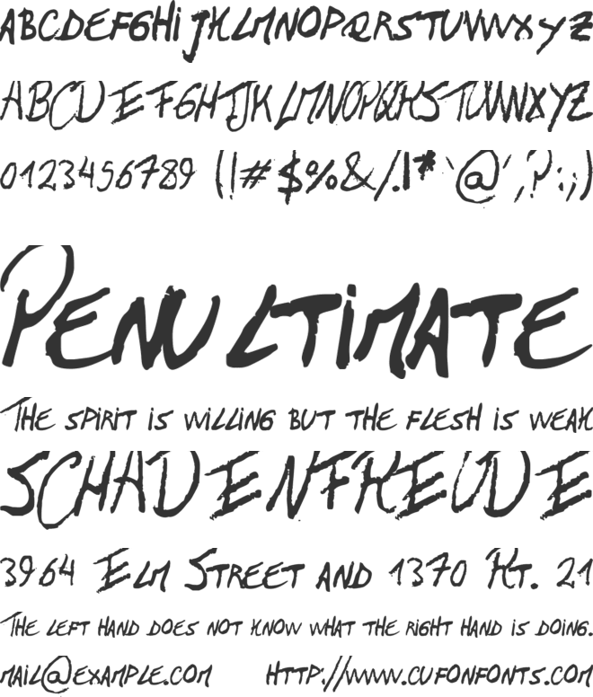 The Left-Handed font preview