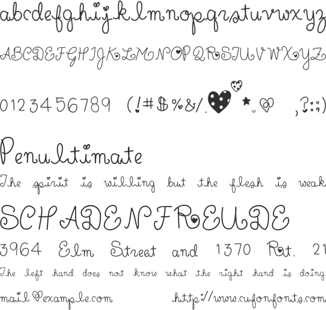 Charleesinluvv font preview