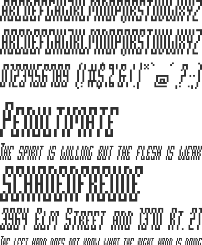 Pixeloza 02 Skewo font preview