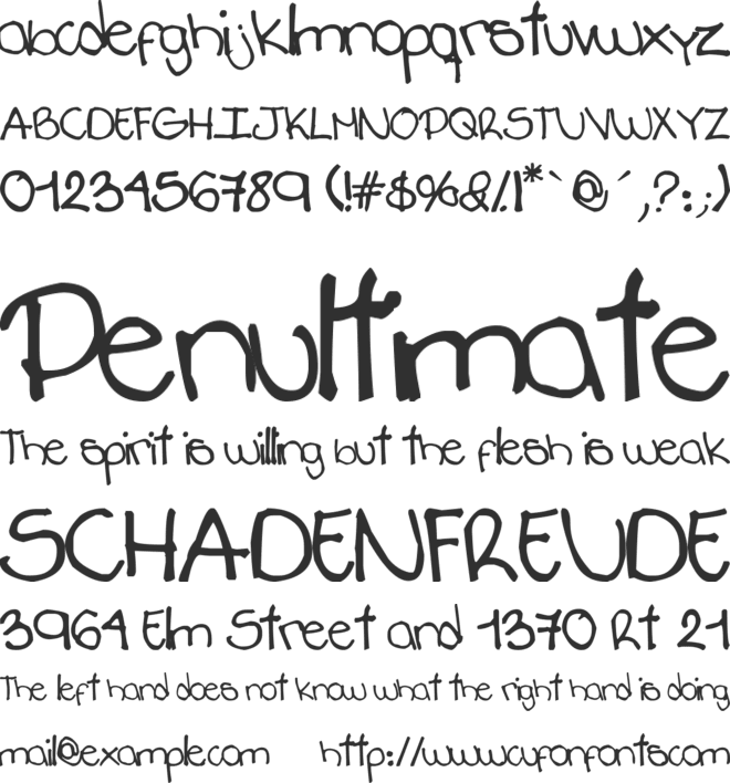 Annoyed Teenager font preview