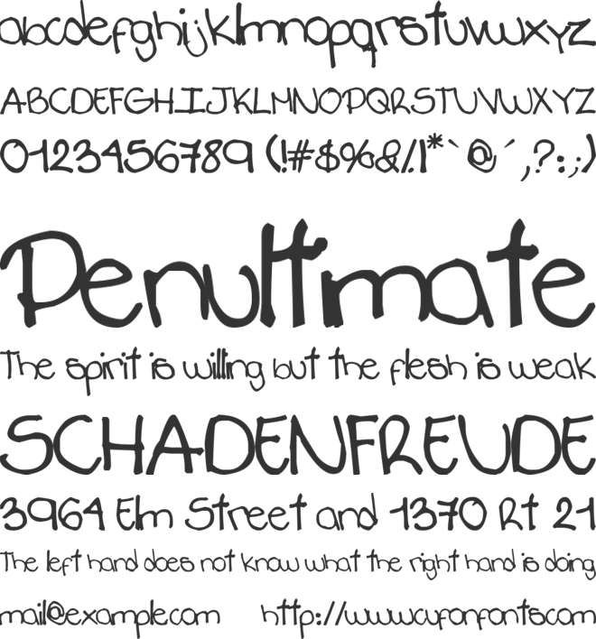 Annoyed Teenager font preview