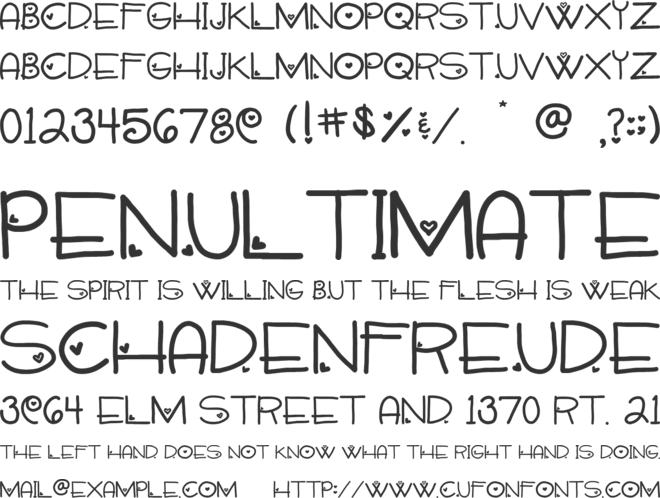 Sweetie Hand font preview