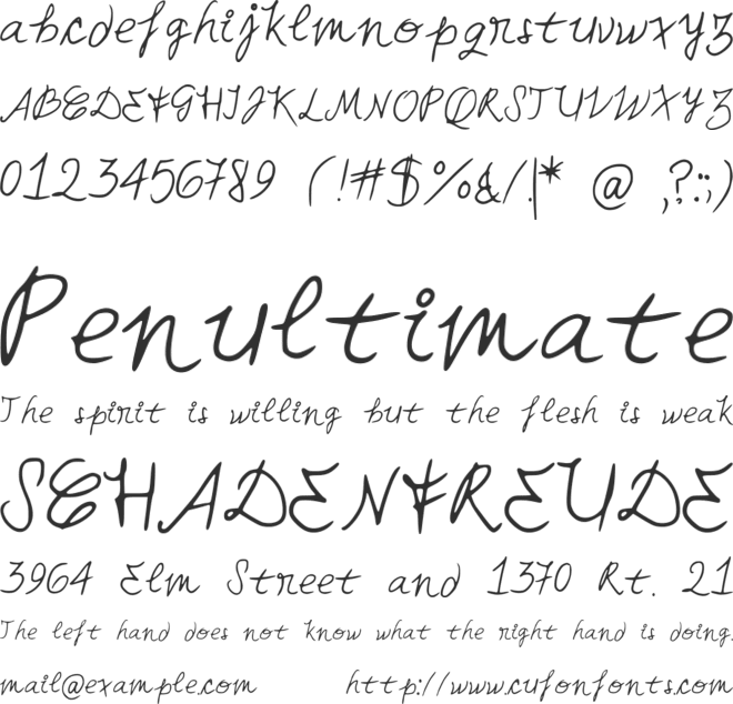 MiaHand font preview