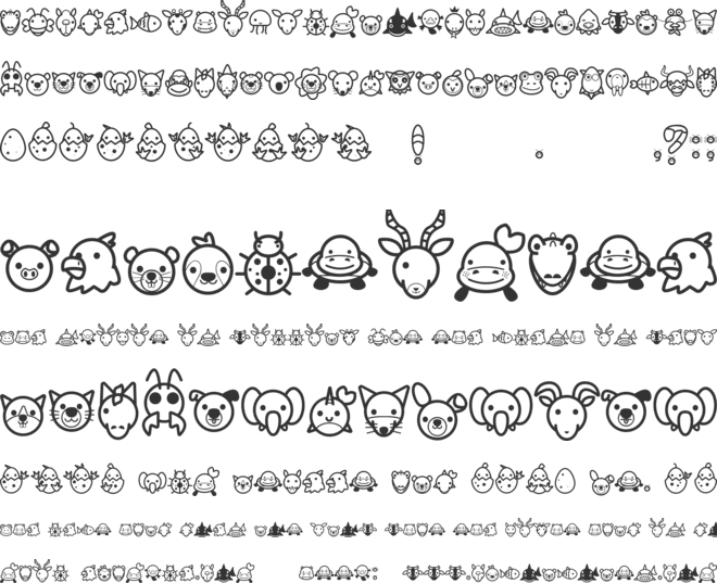 Animal Cute Icon font preview