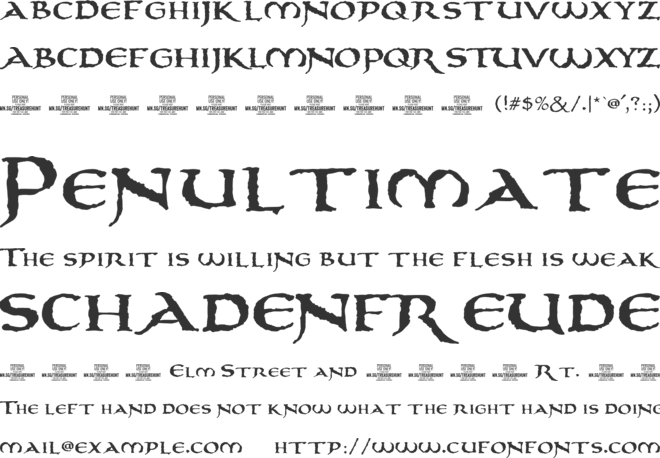 Treasurehunt PERSONAL USE font preview