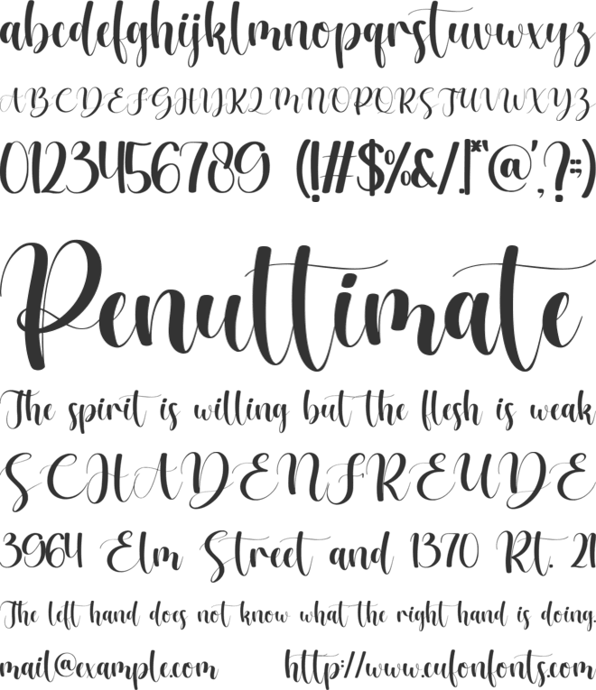 Melindael font preview