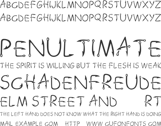 Zain Fishing Hooks font preview