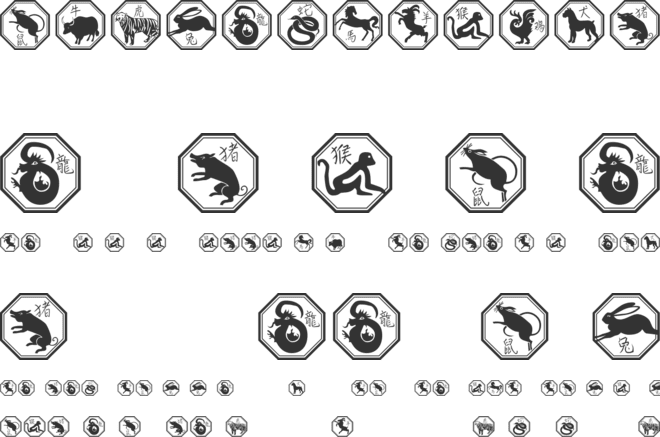 Chinese Zodiac font preview