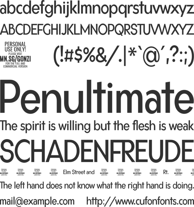 Gonzi Condensed PERSONAL USE font preview