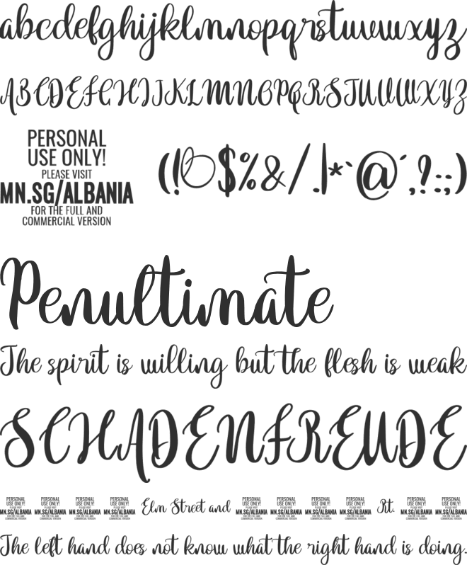 Albania PERSONAL USE ONLY font preview