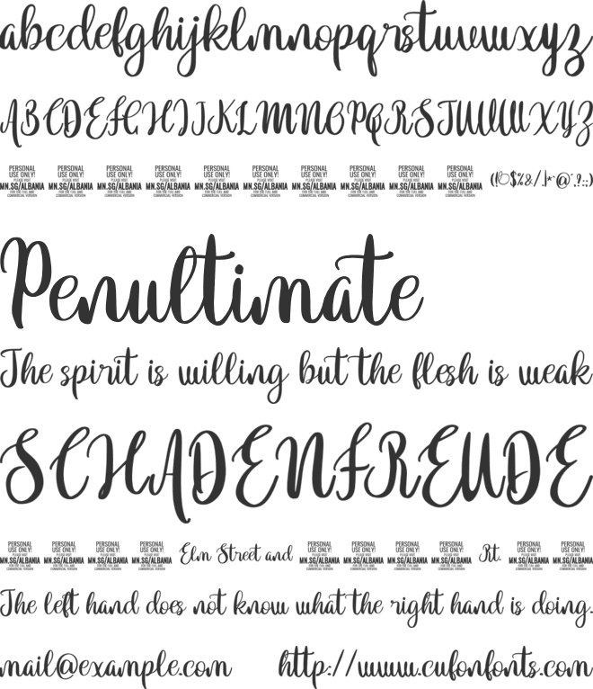 Albania PERSONAL USE ONLY font preview