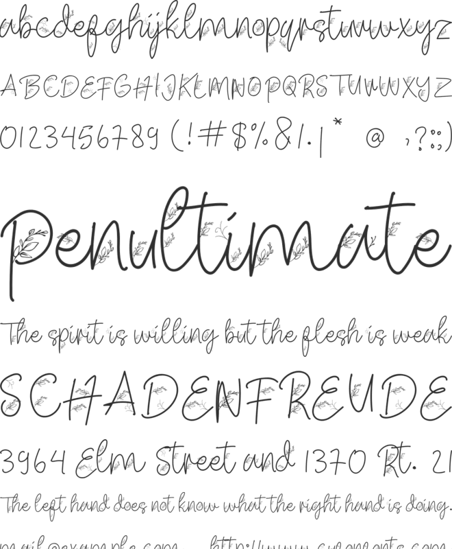 Creative Leaves font preview