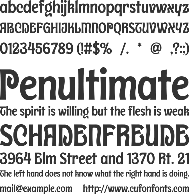 Trivenia font preview