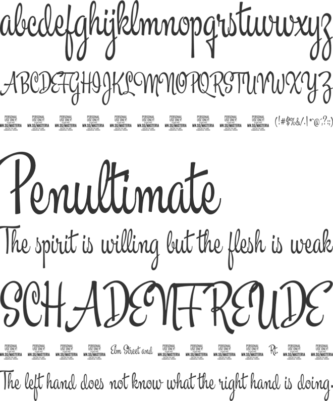 Masteria Script PERSONAL USE font preview