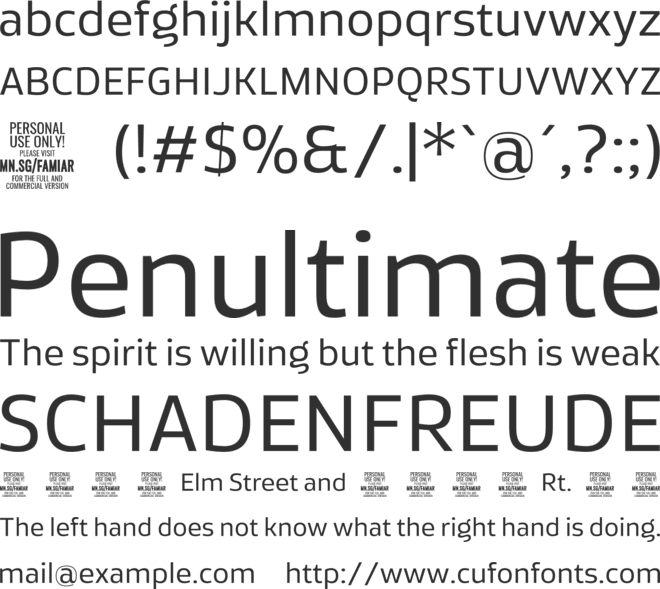 Famiar PERSONAL USE ONLY font preview