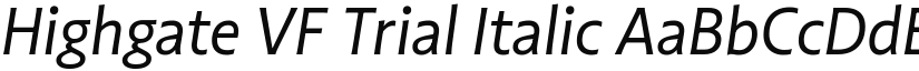 Highgate VF Trial Italic (Variable) font