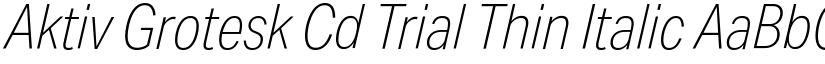Aktiv Grotesk Cd Trial Thin Italic font