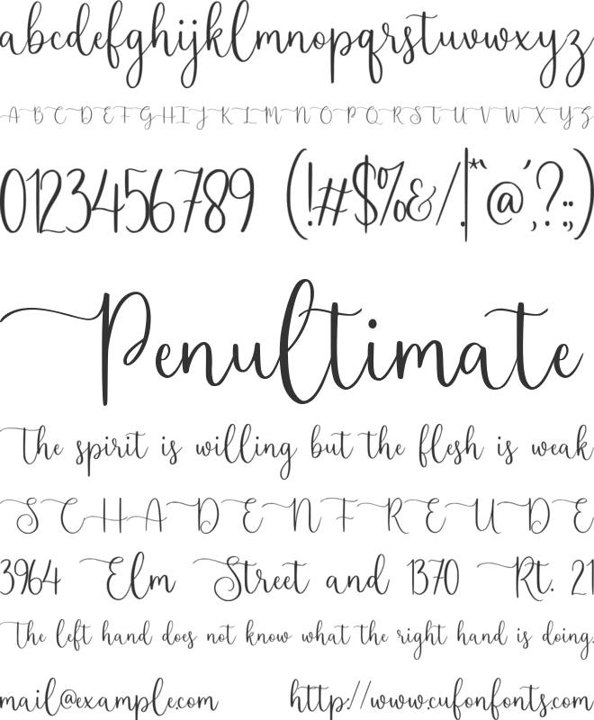 Heartache font preview