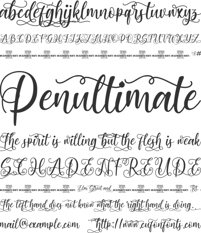 Dramatic Hearts   PERSONAL font preview