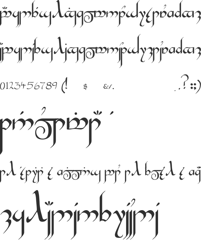 Tengwar Gandalf font preview